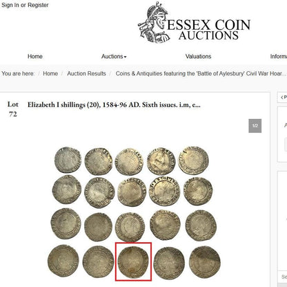Elizabeth I Shilling from the Battle of Aylesbury Hoard, Tudor hammered silver coin, 1584 - 1586