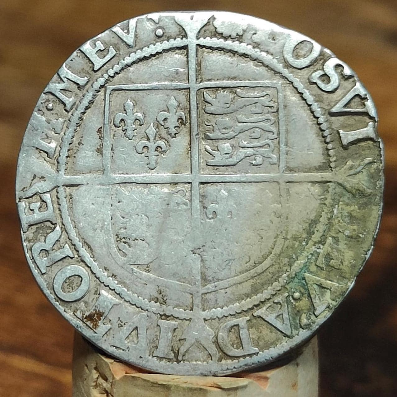 Elizabeth I Shilling from the Battle of Aylesbury Hoard, Tudor hammered silver coin, 1584 - 1586