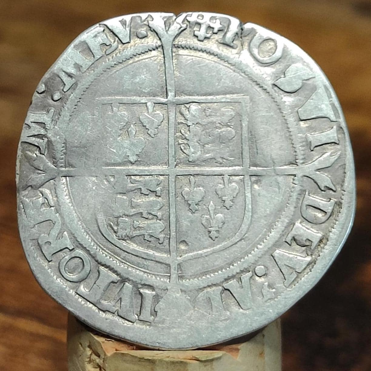 Elizabeth I Shilling from the Battle of Aylesbury Hoard, Tudor hammered silver coin, 1560 - 1561