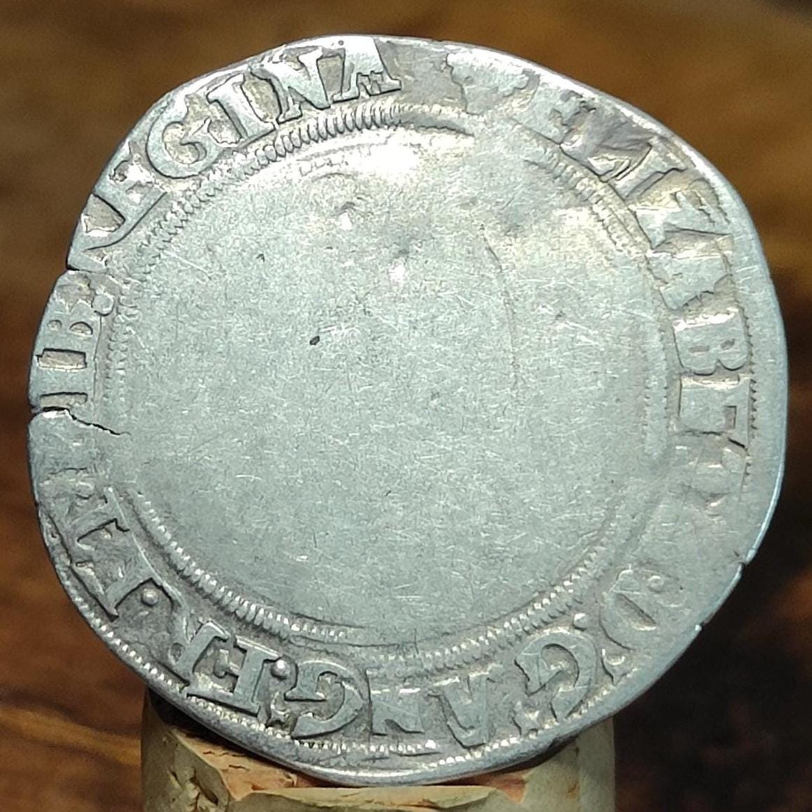 Elizabeth I Shilling from the Battle of Aylesbury Hoard, Tudor hammered silver coin, 1560 - 1561
