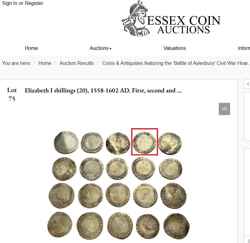 Elizabeth I Shilling from the Battle of Aylesbury Hoard, Tudor hammered silver coin, 1558 - 1560