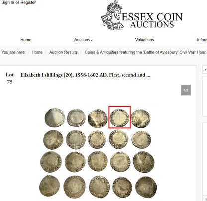 Elizabeth I Shilling from the Battle of Aylesbury Hoard, Tudor hammered silver coin, 1558 - 1560