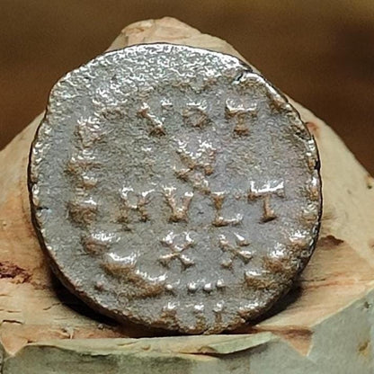 Theodosius I Roman coin with Votive wreath reverse, 375-395AD, ancient nummus AE4