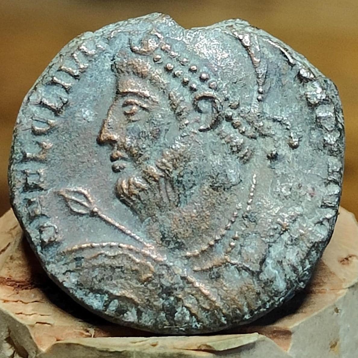 Julian II , Votive wreath reverse Roman coin, 355 to 360AD, ancient follis AE3