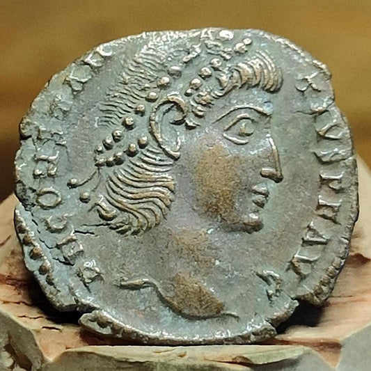 Constantius II Roman coin with votive wreath reverse, 337-361AD, ancient Nummus