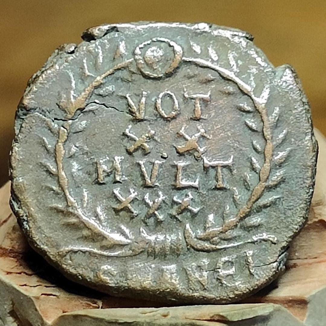 Constantius II Roman coin with votive wreath reverse, 337-361AD, ancient Nummus