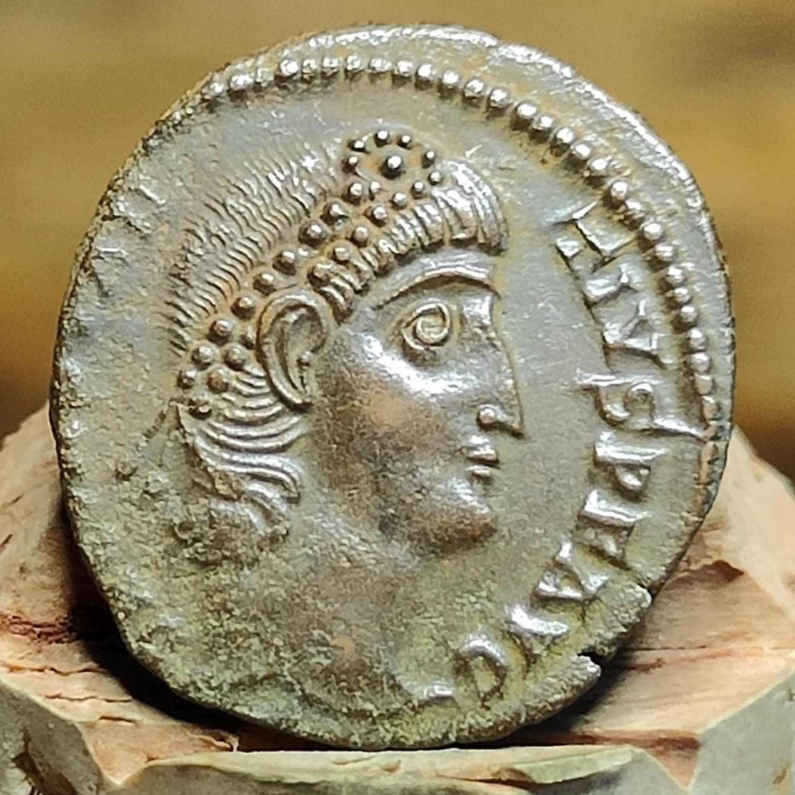 Constantius II Roman coin with votive wreath reverse, 337-361AD, ancient Nummus