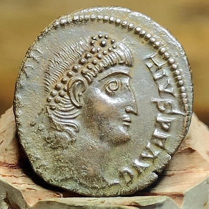 Constantius II Roman coin with votive wreath reverse, 337-361AD, ancient Nummus