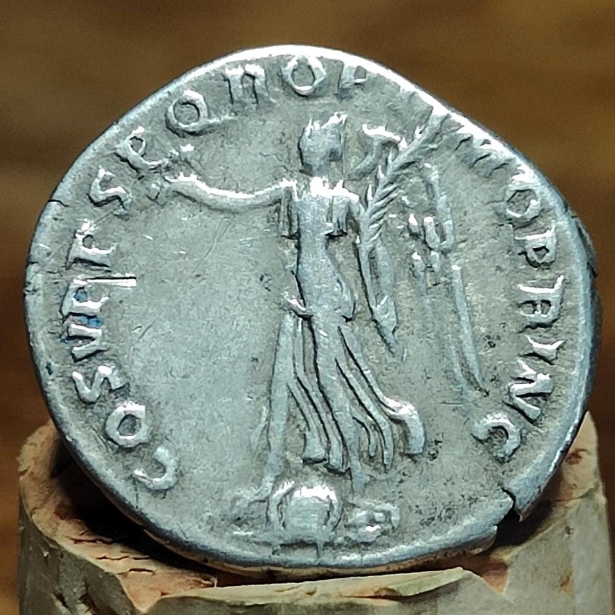 Trajan Silver Denarius with Victory reverse, 98-117 AD, Ancient roman coin
