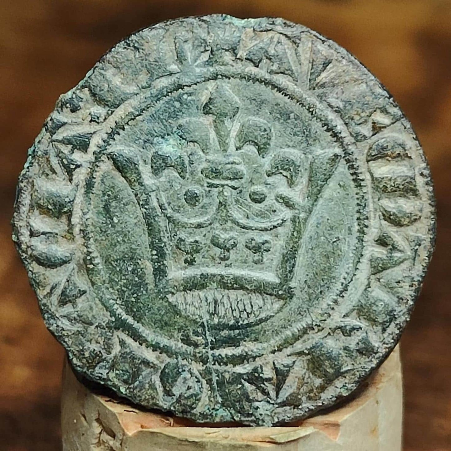 Medieval French Jetton, Crown type token, 600 years old