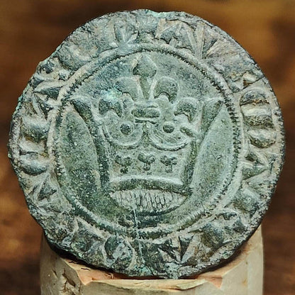Medieval French Jetton, Crown type token, 600 years old