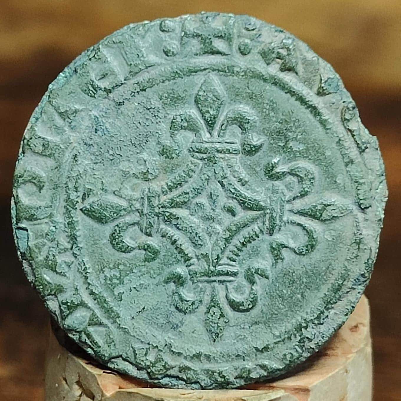 Medieval French Tournai Jetton, Chatel Tournois type token, 600 years old