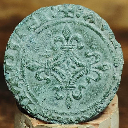 Medieval French Tournai Jetton, Chatel Tournois type token, 600 years old