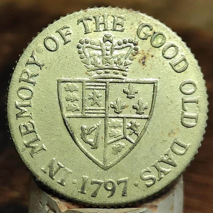 George III spade Guinea gaming token, dated 1797, Georgian brass jetton