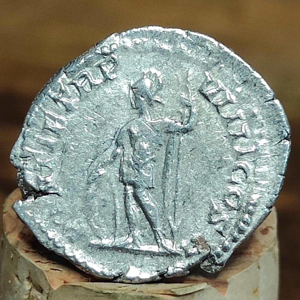 Caracalla Silver Denarius with Mars reverse, 198- 217 AD, Ancient roman coin