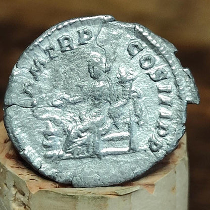 Caracalla Silver Denarius with Salus reverse, 198-217AD, Ancient roman coin