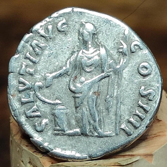 Antoninus Pius Silver Denarius with Salus reverse, 138-161AD, Ancient roman coin