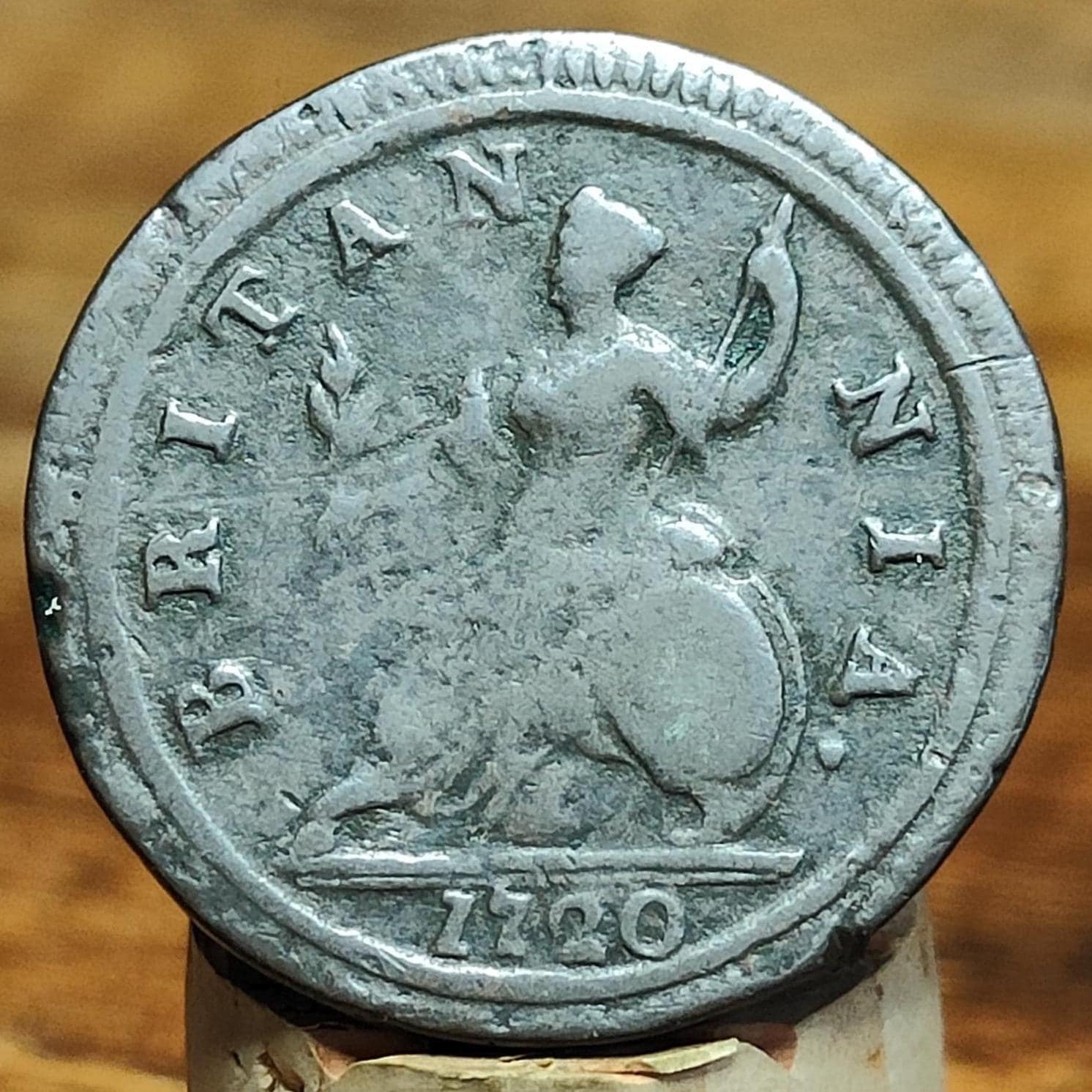 George I half Penny, dated 1720 - Georgian/ US colonial coin