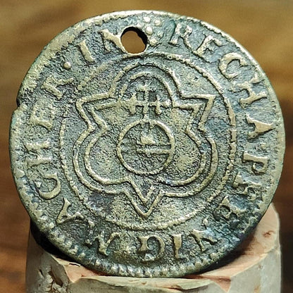 Medieval Nuremburg Jetton, rose and orb type token, 500 years old