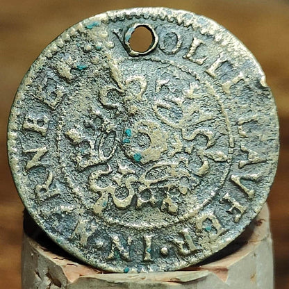 Medieval Nuremburg Jetton, rose and orb type token, 500 years old