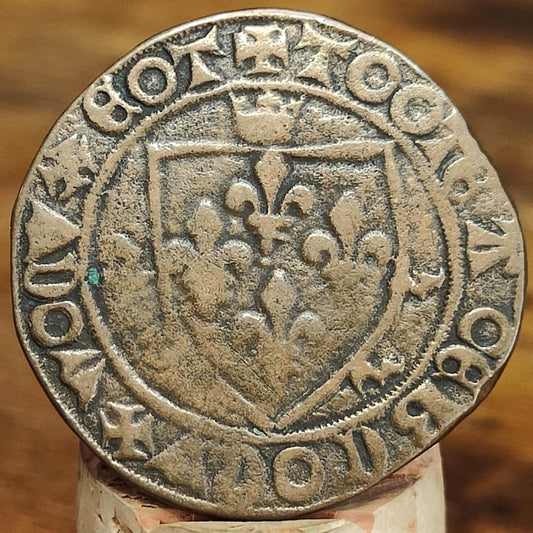 Medieval French Jetton, Shield type token, 600 years old