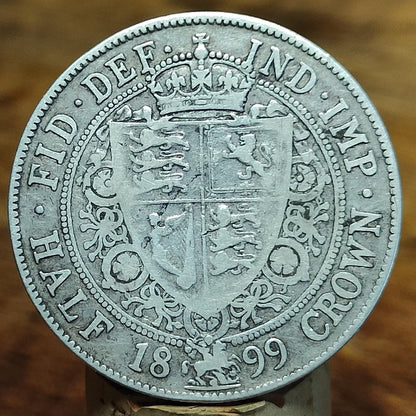 1899 Queen Victoria Silver Halfcrown Coin, Veil Head