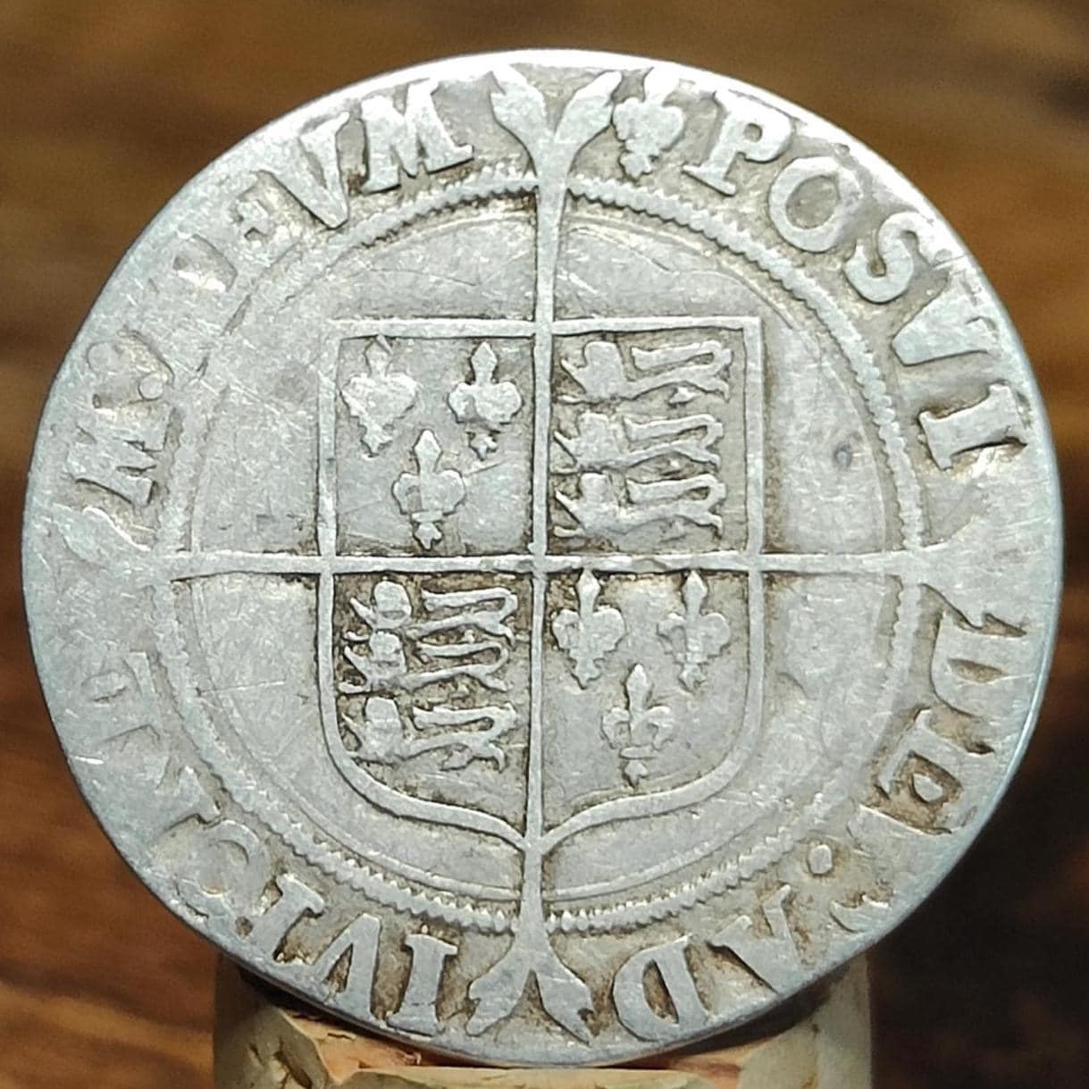Elizabeth I Shilling from the Battle of Aylesbury Hoard, Tudor hammered silver coin, 1558 - 1560