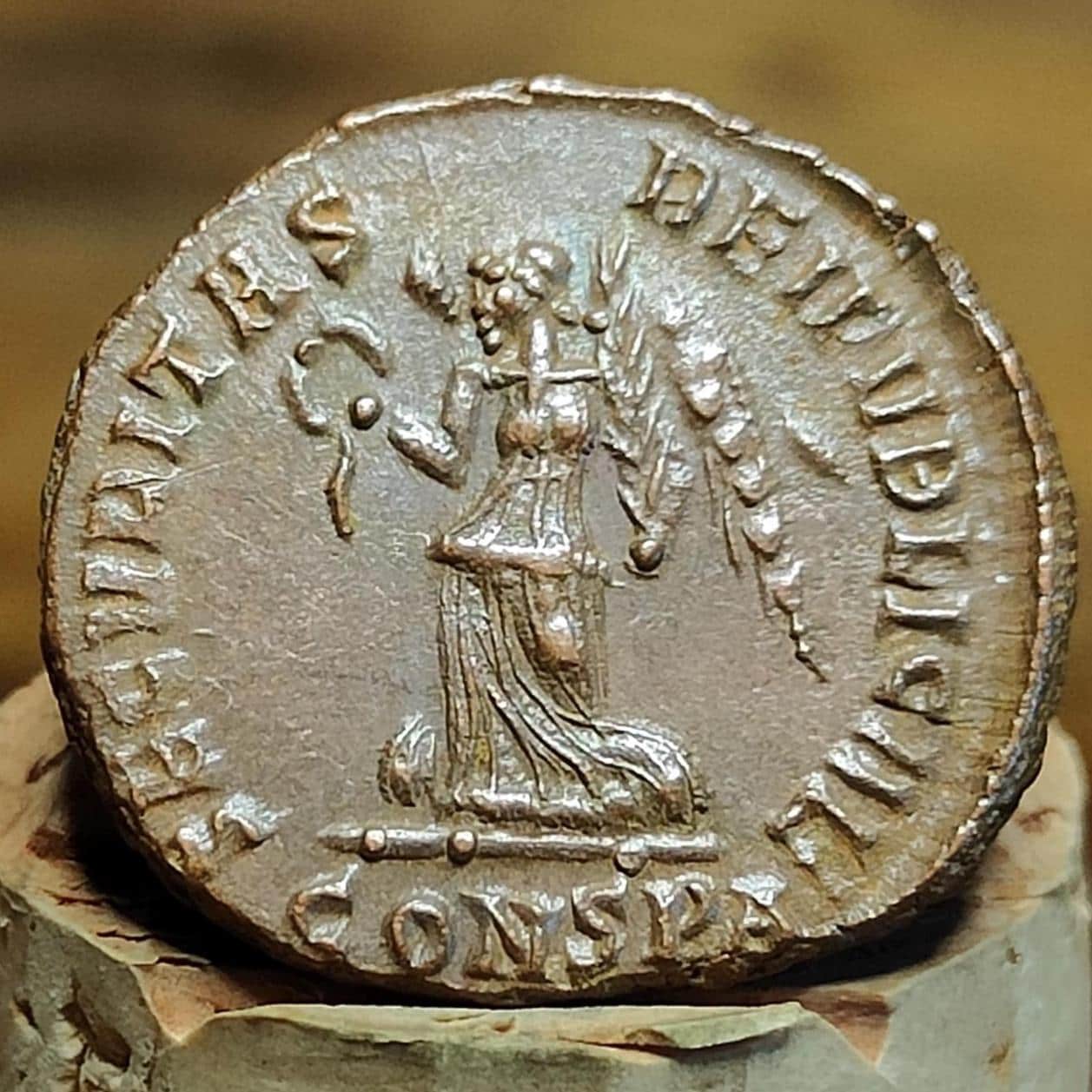 Valentinian I, Captives reverse coin, ancient Roman Nummus AE3