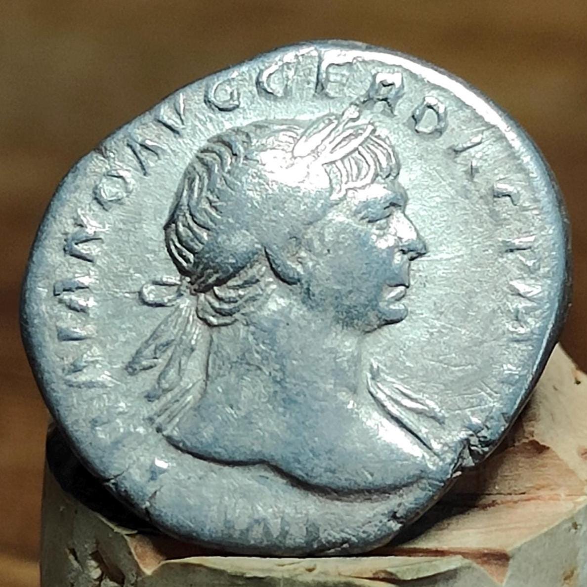 Trajan Silver Denarius with Victory reverse, 98-117 AD, Ancient roman coin