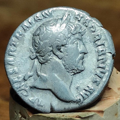 Hadrian Silver Denarius with Emperor reverse, Ancient roman coin
