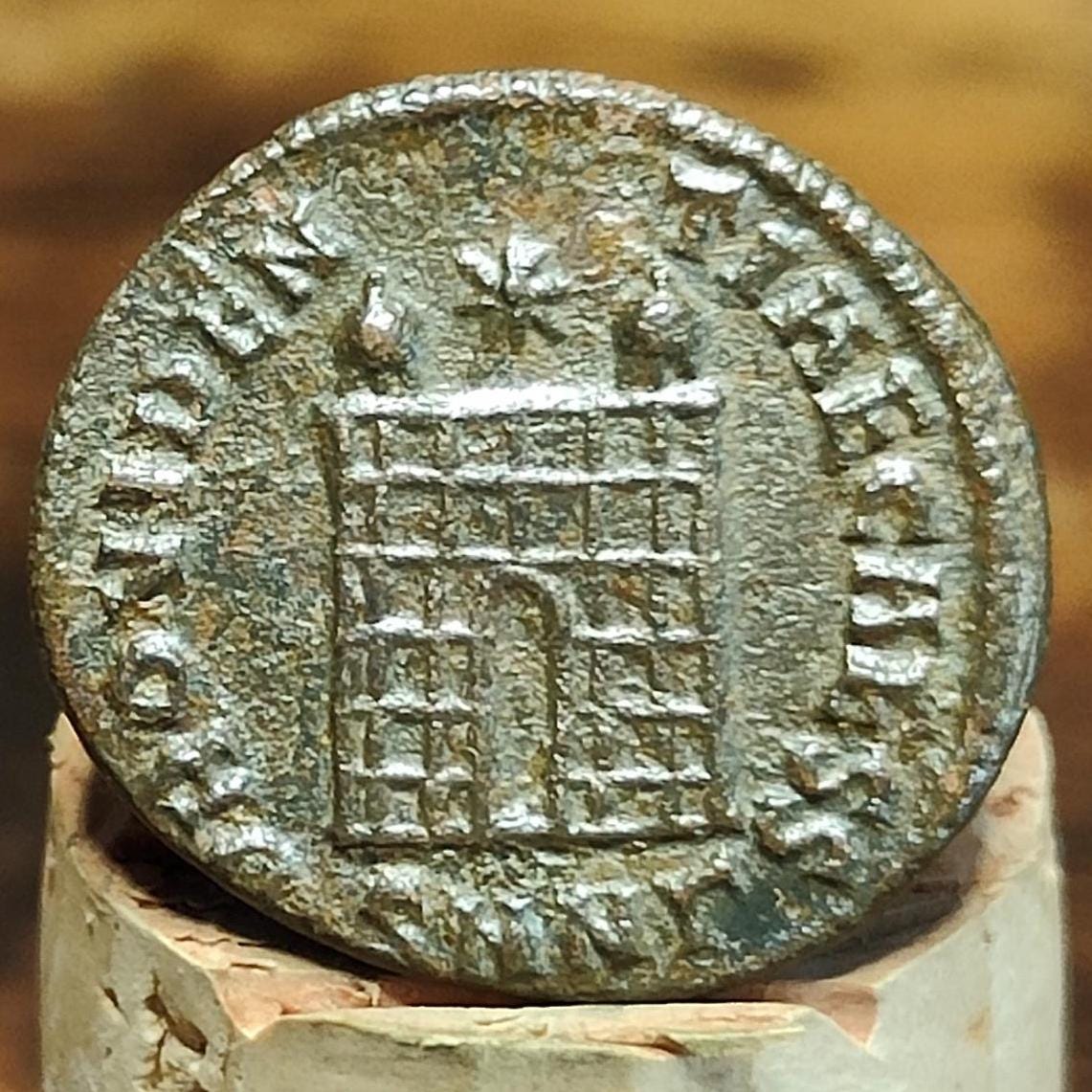 Constantine II coin with Camp Gate reverse, AE3, 337-340AD ancient roman Nummus