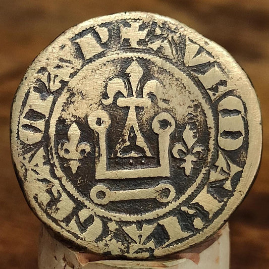 Medieval French Tournai Jetton, Chatel Tournois type token, 600 years old
