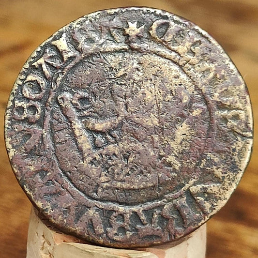 Medieval French Jetton, Crown type token, 600 years old