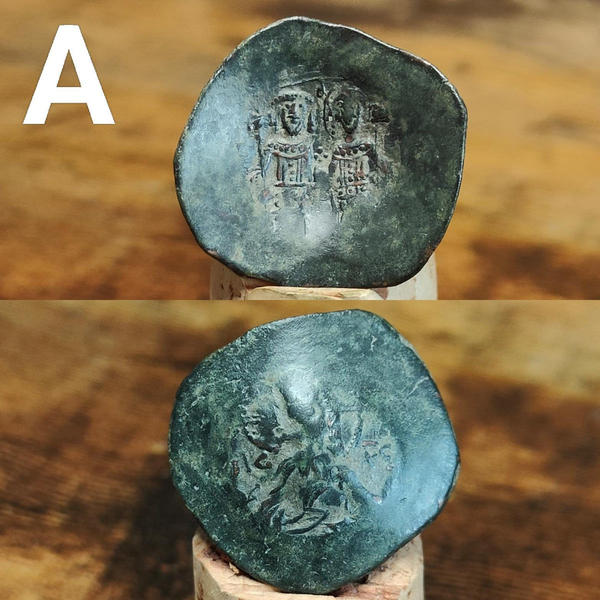 Ancient Byzantine Trachy coins, Authentic billon cup coin