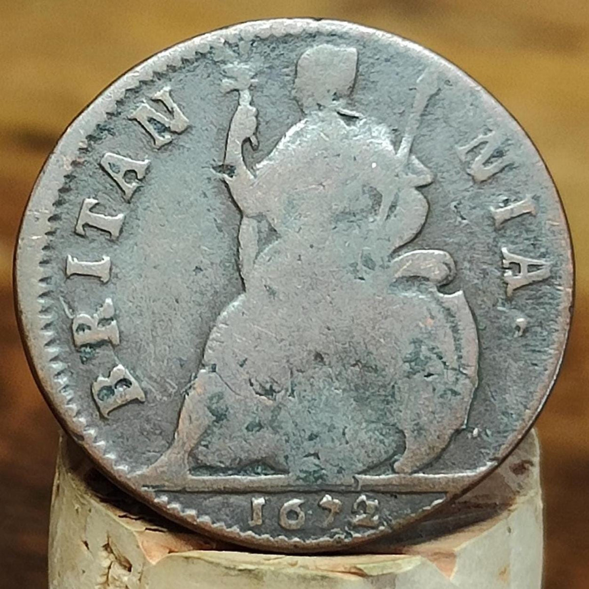 Charles II Farthing, dated 1672 - US colonial coin