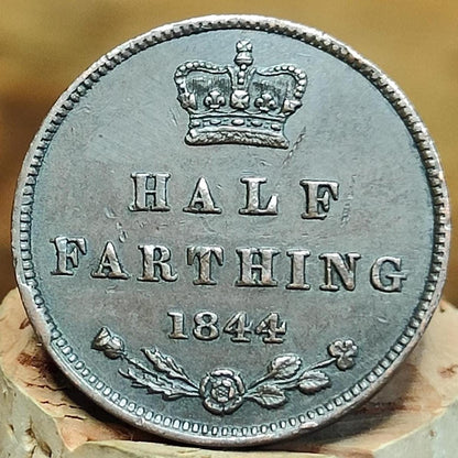 1844 Queen Victoria Half Farthing Coin, young Head