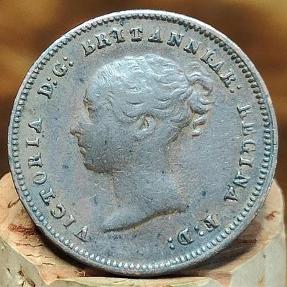 1843 Queen Victoria Half Farthing Coin, young Head