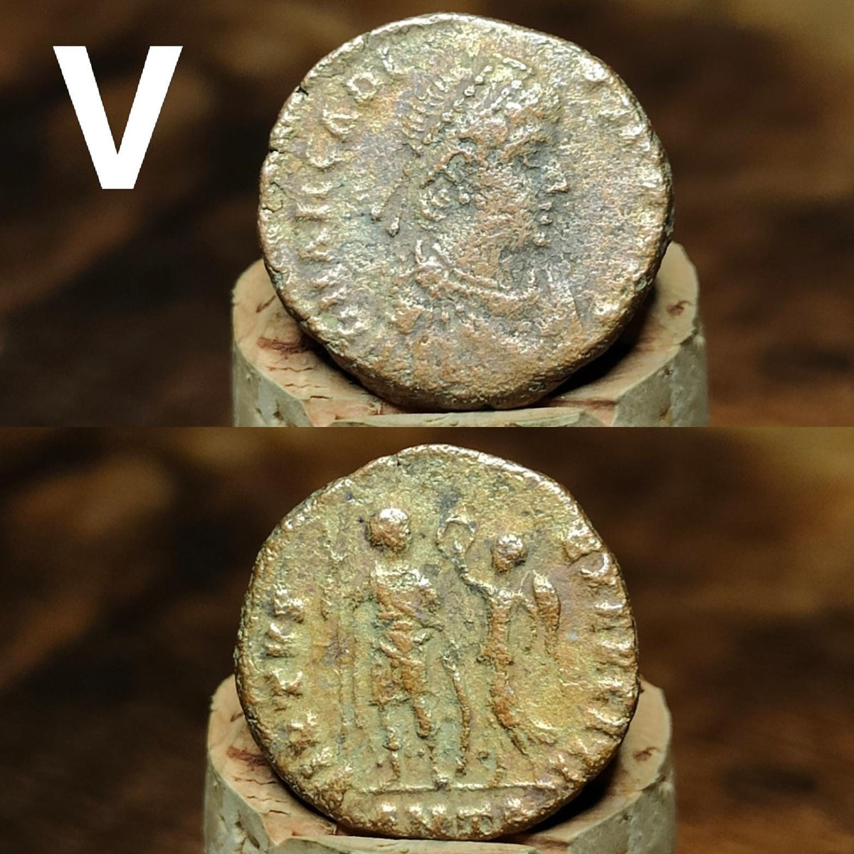 Cleaned Roman coins, ancient Nummus and Follis