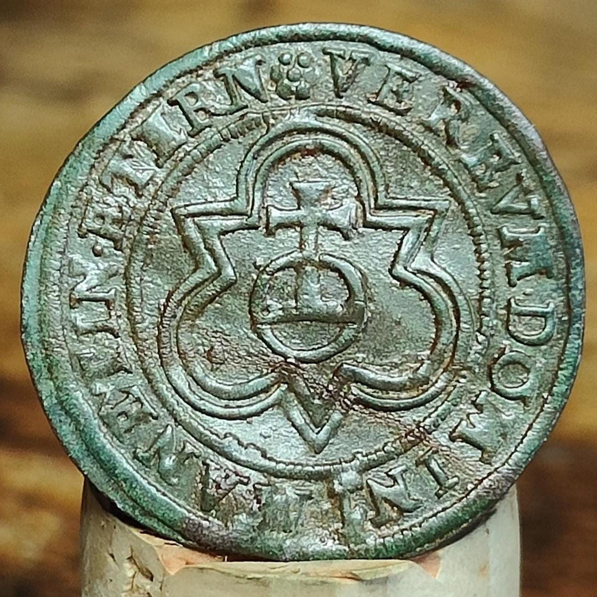 Medieval Nuremburg Jetton, rose and orb type token, 500 years old