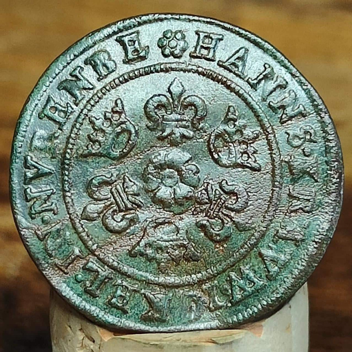 Medieval Nuremburg Jetton, rose and orb type token, 500 years old
