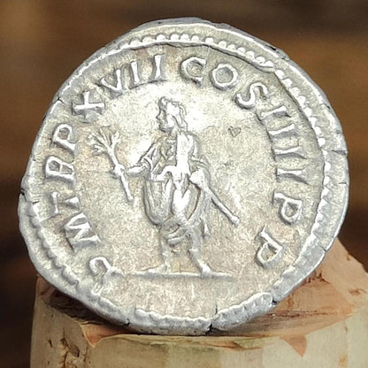 Caracalla Silver Denarius with Genius reverse, 198- 217 AD, Ancient roman coin
