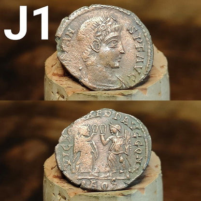 Cleaned Roman coins, ancient Nummus and Follis