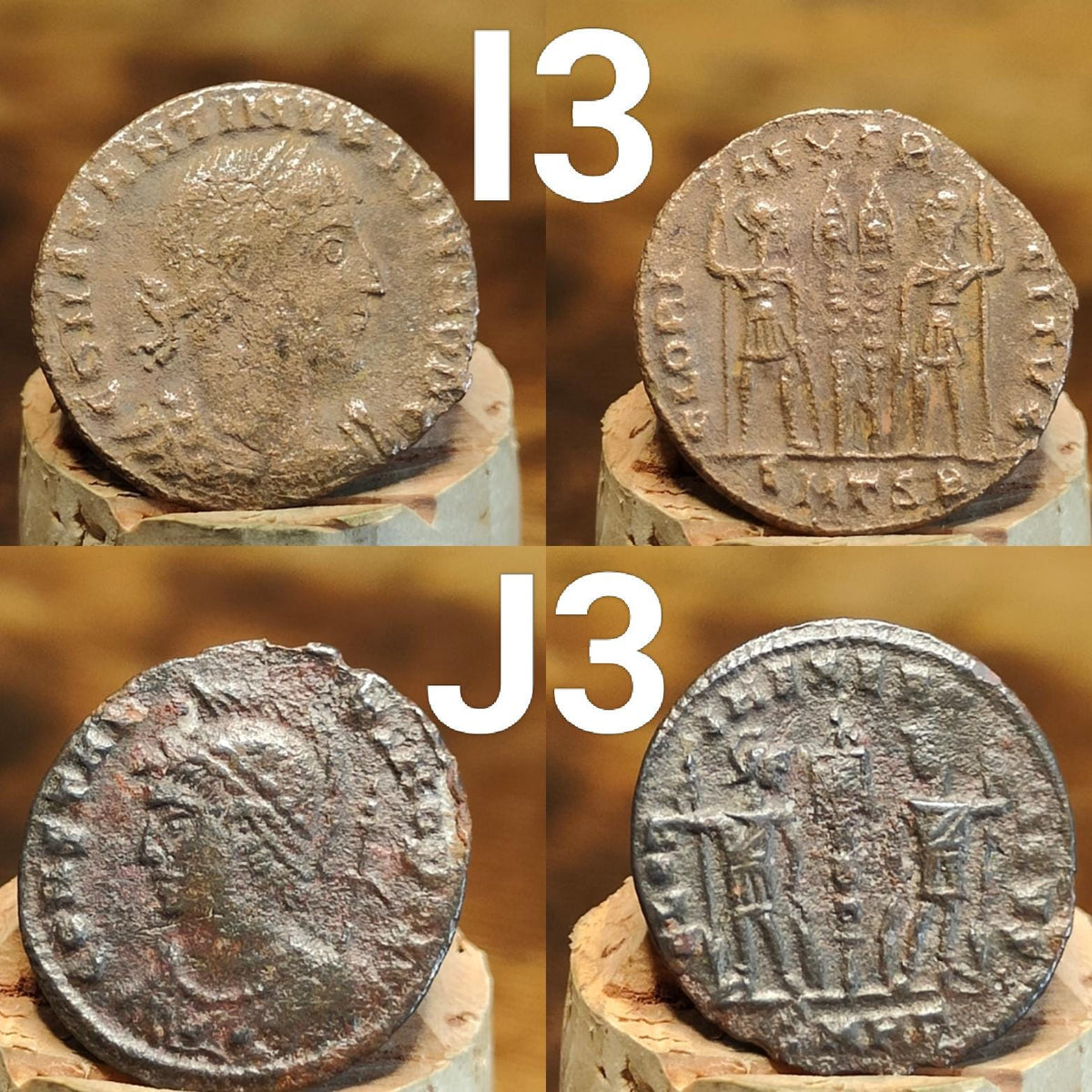 Genuine Roman coins, 4th century ancient Nummus