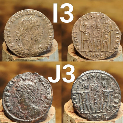 Genuine Roman coins, 4th century ancient Nummus