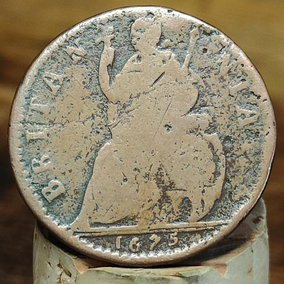 Charles II Farthing, dated 1675 - US colonial coin