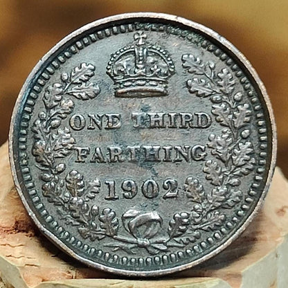 1902 King Edward VII One Third Farthing Coin, Malta issue
