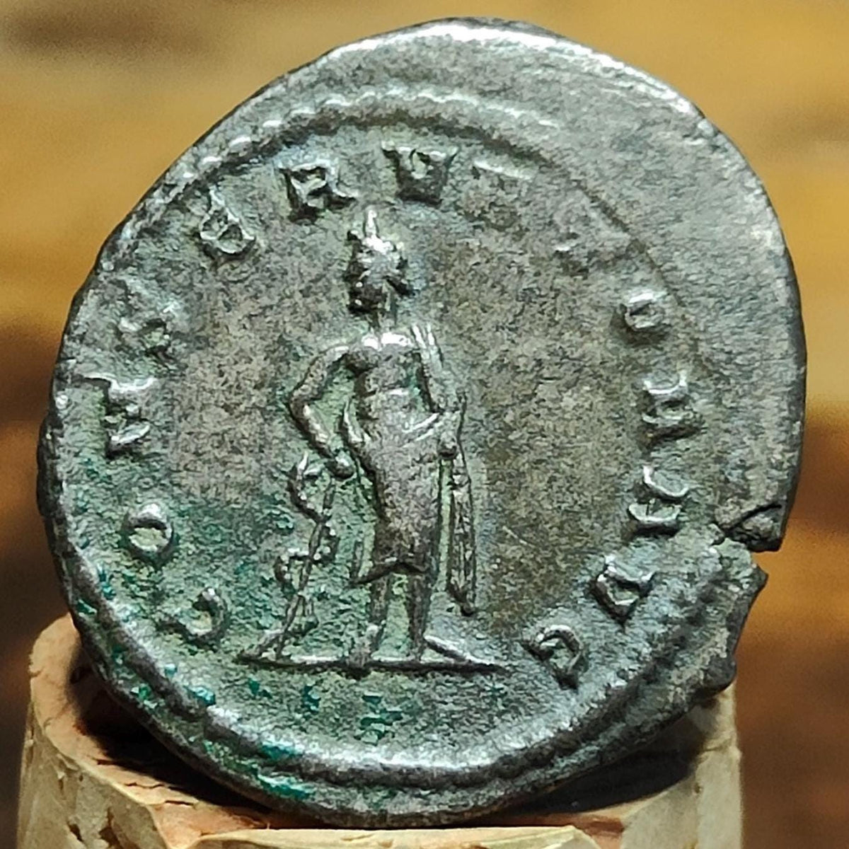 Gallienus Antoninianus, Asclepius reverse, 253-268AD, ancient Roman coin