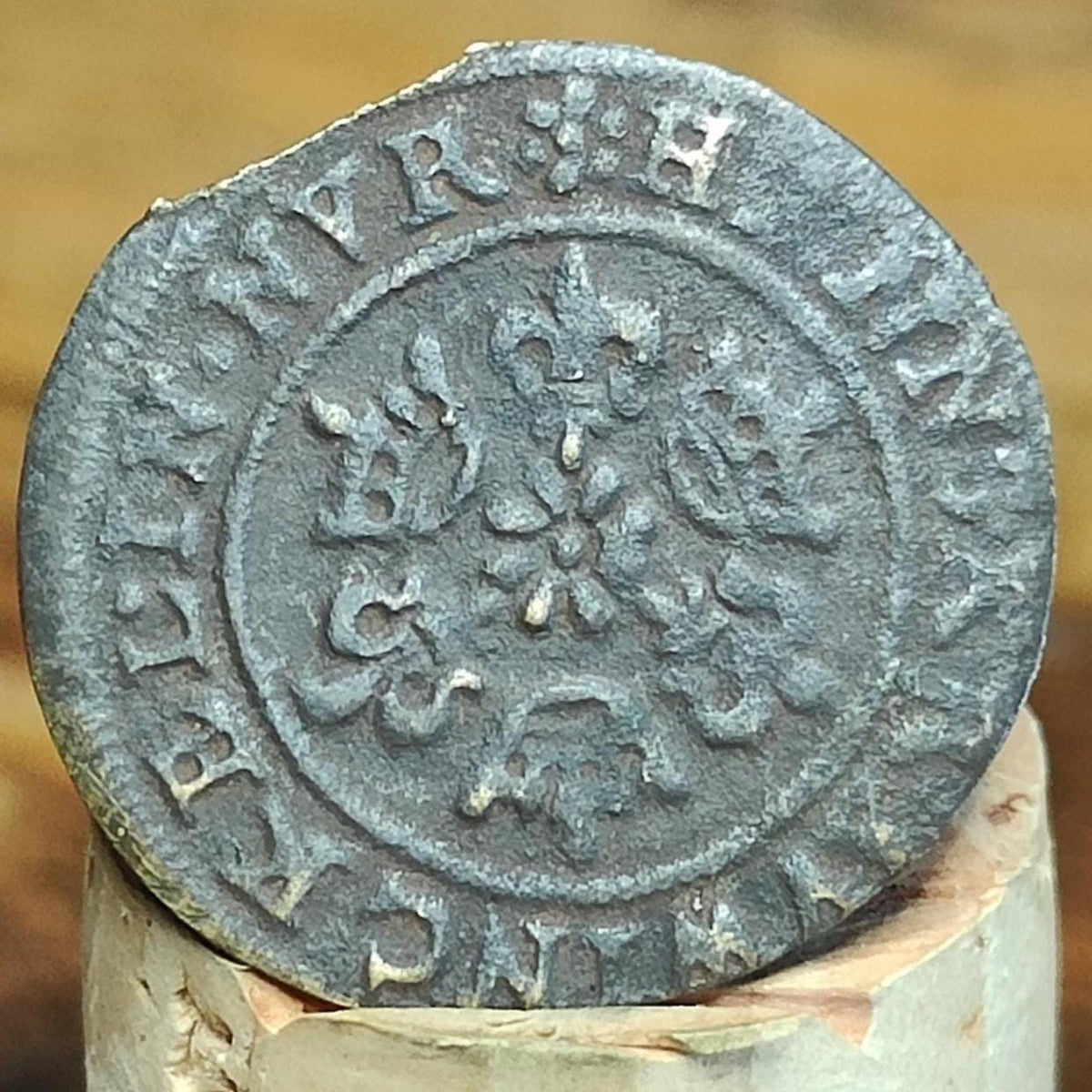 Medieval Nuremburg Jetton, rose and orb type token, 500 years old