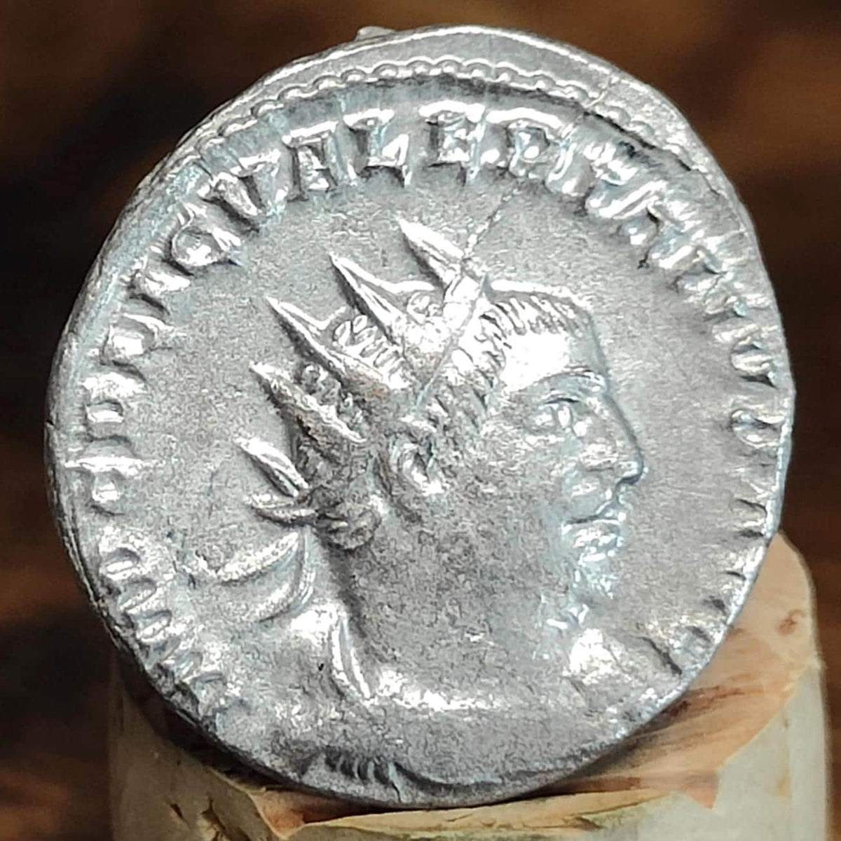 Valerian I Silver Antoninianus, Jupiter reverse, 253-260AD, ancient roman double denarius.