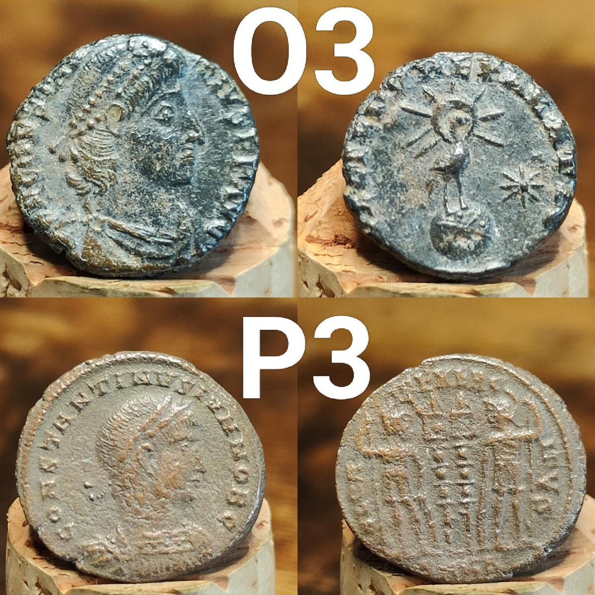 Genuine Roman coins, 4th century ancient Nummus